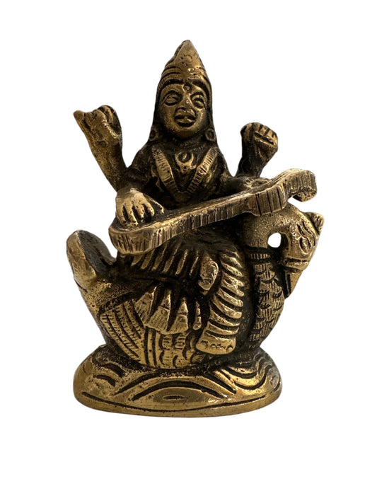 Brass SARASWATI Murti 3.1" H