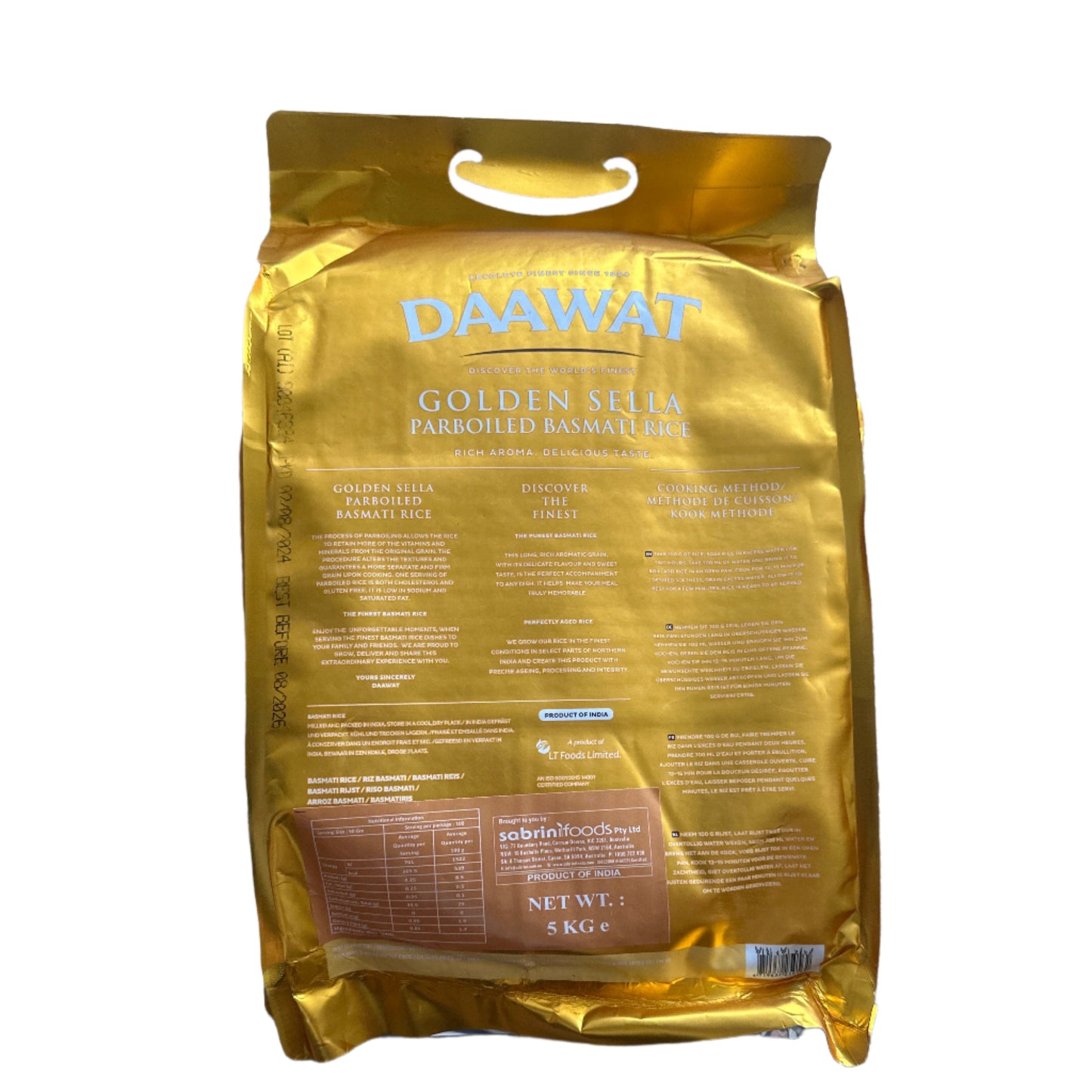 DAAWAT GOLDEN SELLA BASMATI RICE 5Kg